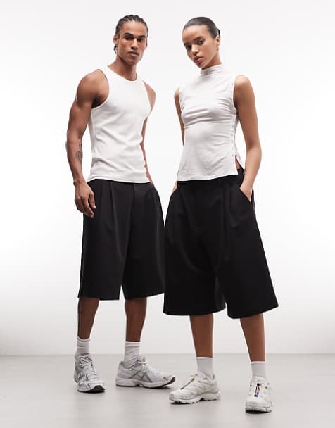 COLLUSION Unisex tailored jorts in black - view 1
